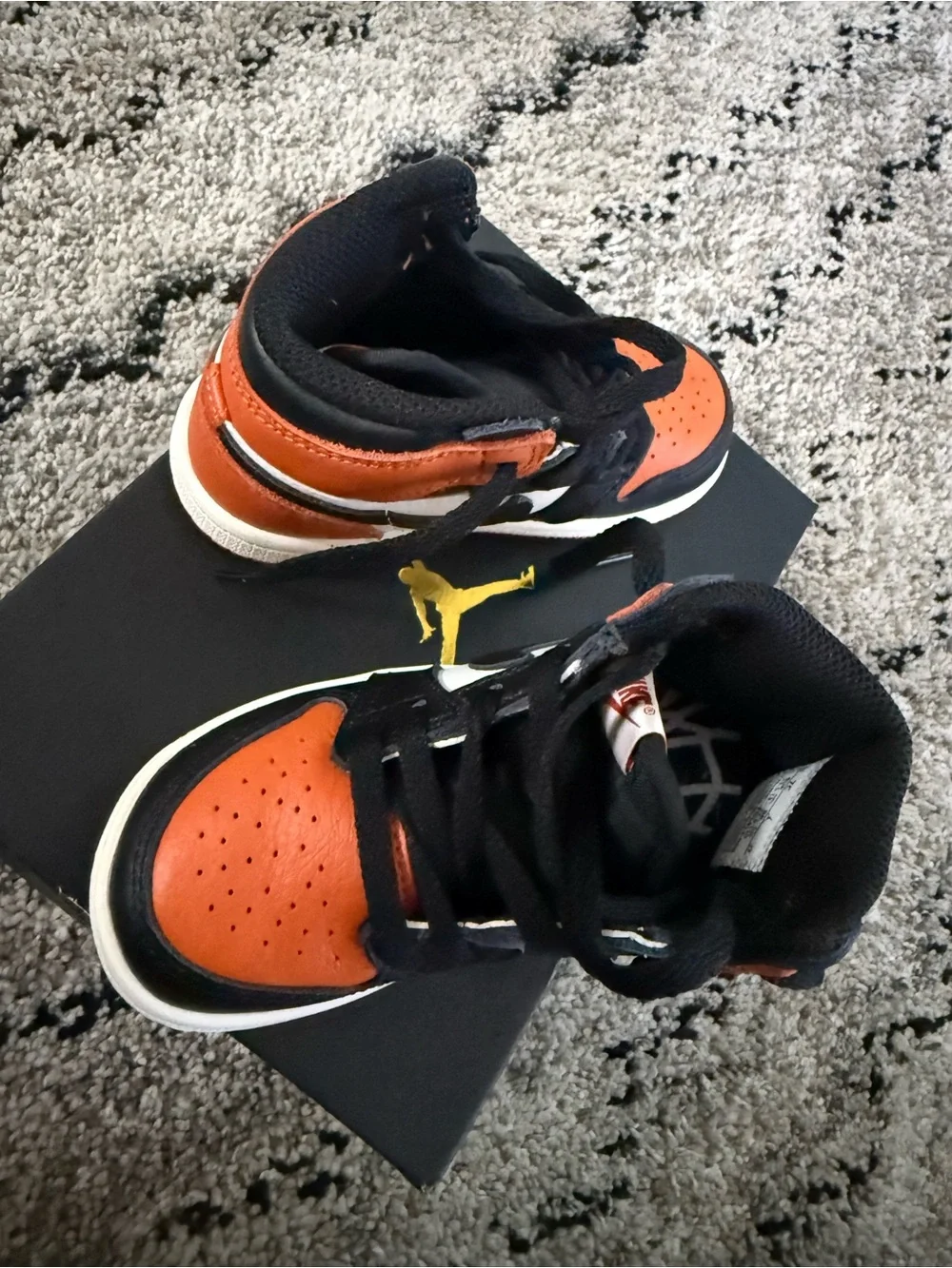 Jordan Retro High-Top Sneakers in Orange, Black & White